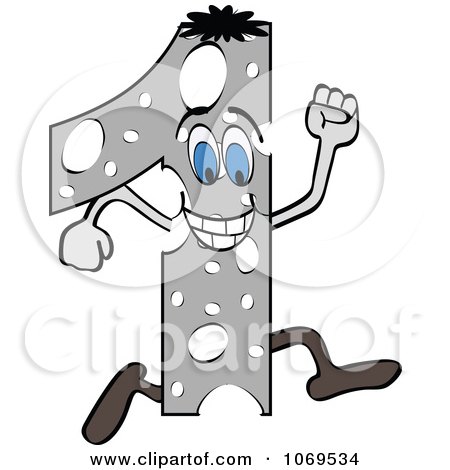 Clipart Running Gray Number 1 - Royalty Free Vector Illustration by Andrei Marincas