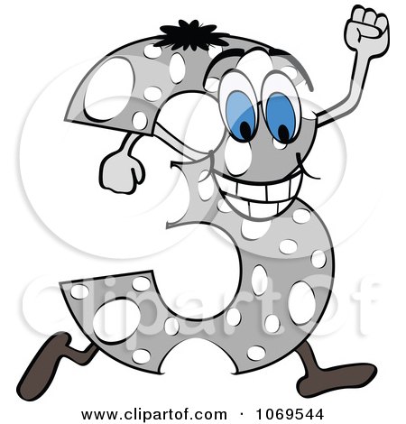 Clipart Running Gray Number 3 - Royalty Free Vector Illustration by Andrei Marincas