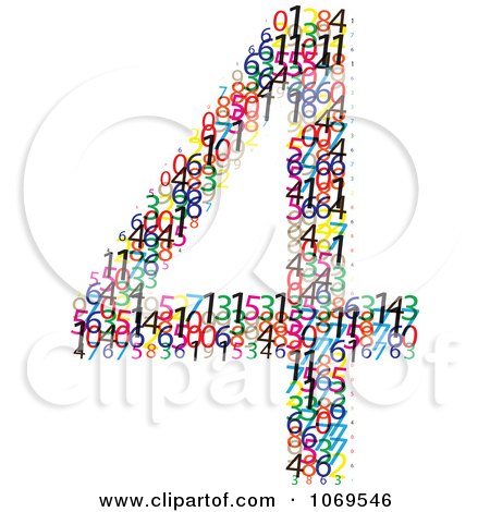 Clipart Colorful Digits Making Number 4 - Royalty Free Vector Illustration by Andrei Marincas