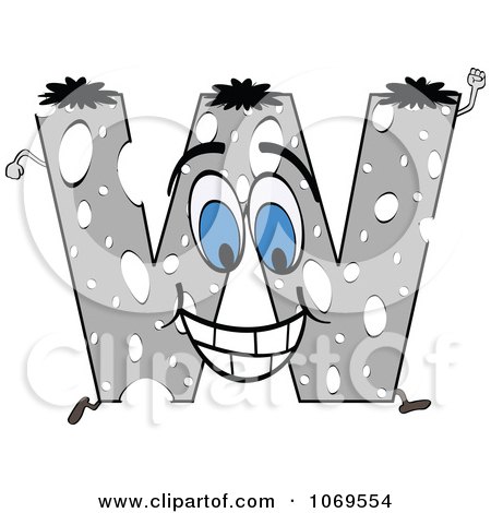 Clipart Running Gray Letter W - Royalty Free Vector Illustration by Andrei Marincas