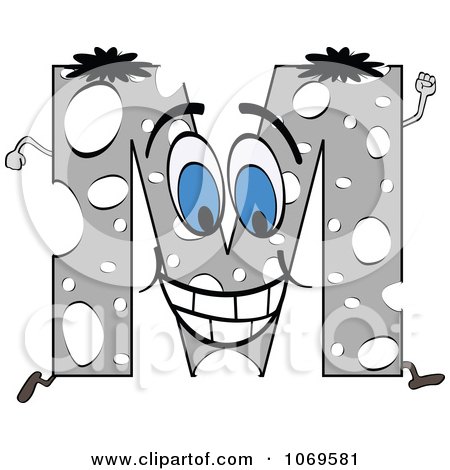 Clipart Running Gray Letter M - Royalty Free Vector Illustration by Andrei Marincas