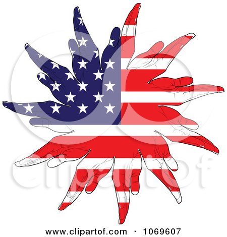 Clipart American Hand Flag - Royalty Free Vector Illustration by Andrei Marincas