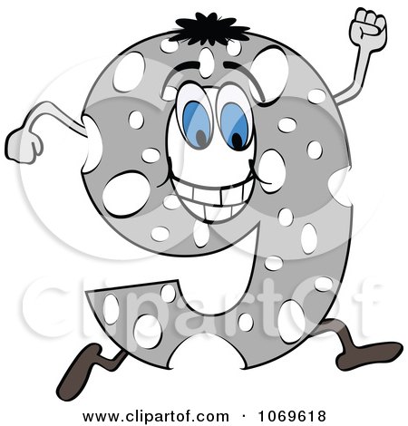 Clipart Running Gray Number 9 - Royalty Free Vector Illustration by Andrei Marincas
