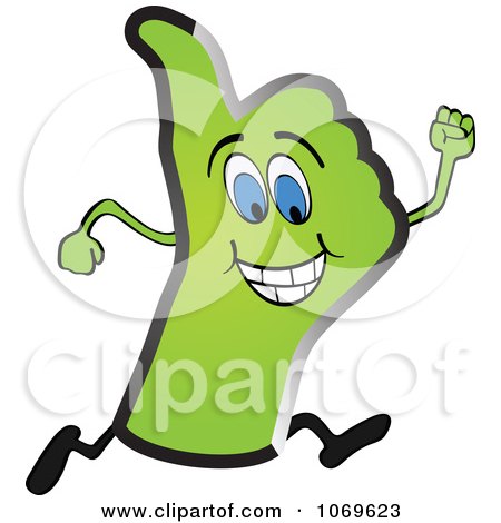 Clipart Running Green Thumbs Up Hand - Royalty Free Vector Illustration by Andrei Marincas