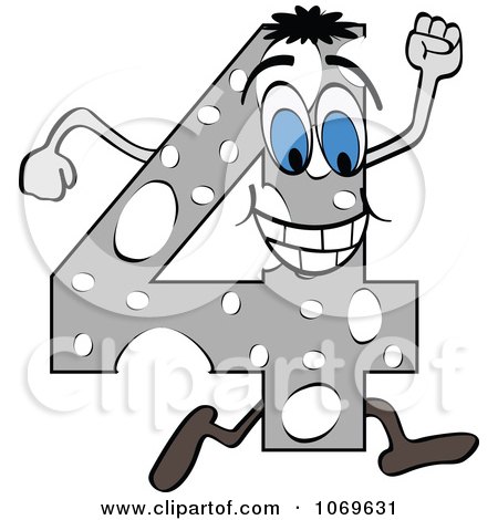 Clipart Running Gray Number 4 - Royalty Free Vector Illustration by Andrei Marincas