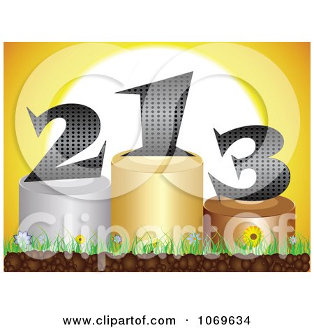 Clipart 3d Numbers On Podiums Against A Sunset - Royalty Free Vector Illustration by Andrei Marincas