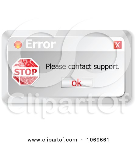 Clipart Please Contact Support Error Computer Popup - Royalty Free Vector Illustration by Andrei Marincas