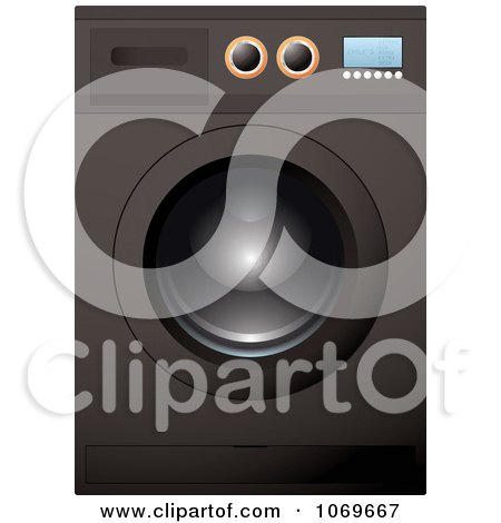 Clip Art 3d Front Loader Black Washing Machine Or Dryer - Royalty Free Vector Illustration by michaeltravers