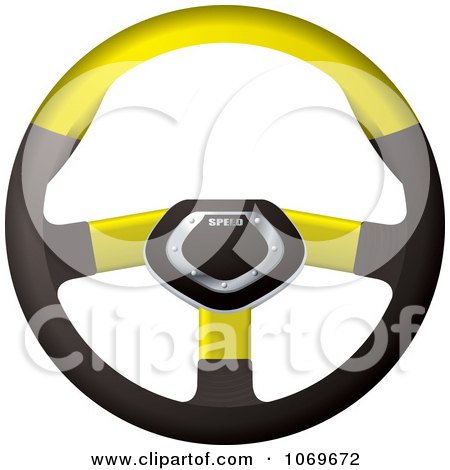 Clipart 3d Yellow Racing Car Steering Wheel - Royalty Free Vector Illustration by michaeltravers