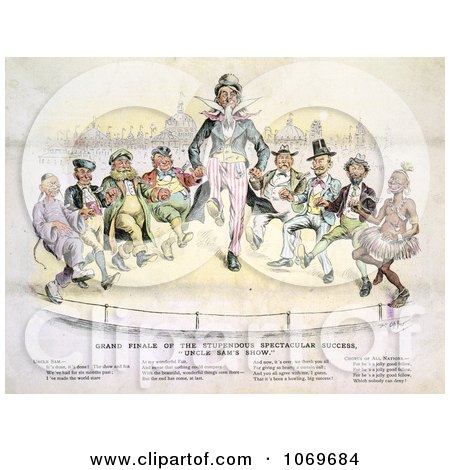 Clipart Grand Finale Of The Stupendous Spectacular Success, "Uncle Sam's Show" - Royalty Free Historical Stock Illustration by JVPD