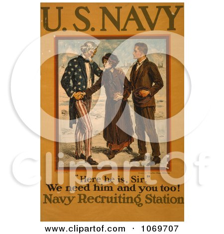 Clipart Of Uncle Sam Recruiting Young Men To The Military - Royalty Free Historical Stock Illustration by JVPD