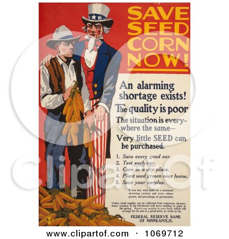 Clipart Of Uncle Sam - Save Seed Corn Now! - Royalty Free Historical Stock Illustration by JVPD