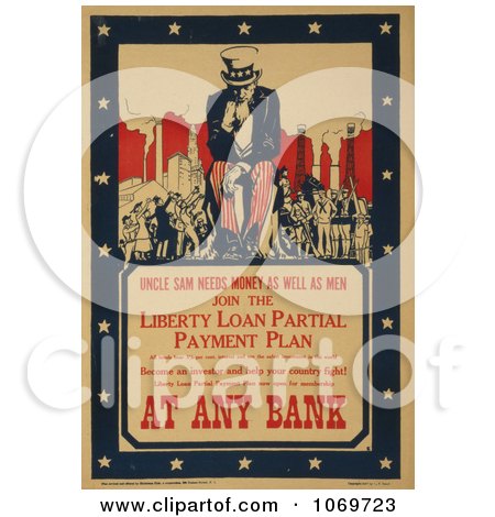 Clipart Of Uncle Sam Needs Money As Well As Men - Royalty Free Historical Stock Illustration by JVPD