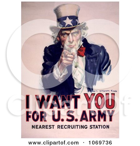 Clipart Of I Want You For U.S. Army - Uncle Sam - Royalty Free Historical Stock Illustration by JVPD