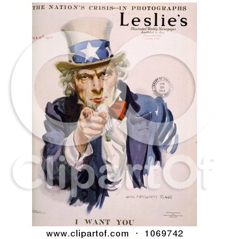 Clipart Of Uncle Sam in Leslie's Illustrated Newspaper - I WANT YOU - Royalty Free Historical Stock Illustration by JVPD