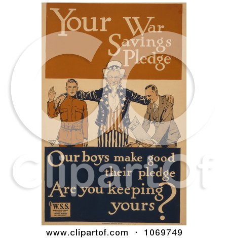 Clipart Of Your War Savings Pledge - Uncle Sam - Royalty Free Historical Stock Illustration by JVPD