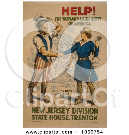 Clipart Of HELP! The Woman's Land Army Of America - Until The Boys Come Back - Royalty Free Historical Stock Illustration by JVPD