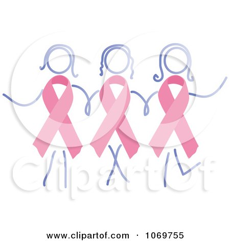 Clipart Breast Cancer Awareness Ribbon Women Holding Hands - Royalty Free Vector Illustration by inkgraphics