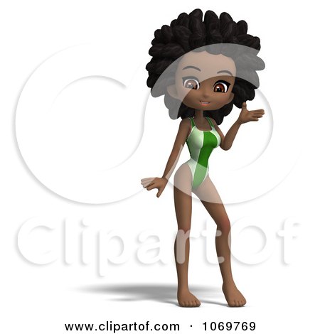 Clipart 3d Black Lifeguard Woman Gesturing - Royalty Free CGI Illustration by Ralf61