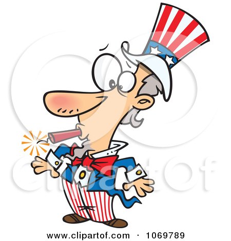 Clipart Uncle Sam With A Firework In His Mouth - Royalty Free Vector Illustration by toonaday
