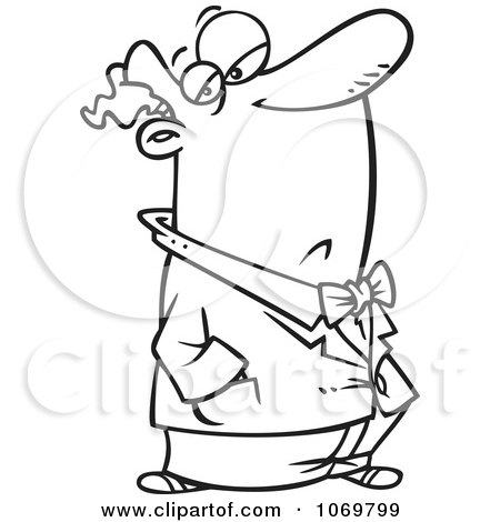 Clipart Outlined Snobbish Man With His Nose In The Air - Royalty Free Vector Illustration by toonaday