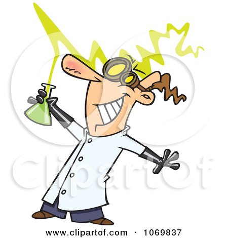 Clipart Mad Scientist Holding A Beaker - Royalty Free Vector Illustration by toonaday