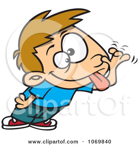 Clipart Boy Sticking His Tongue Out And Making A Funny Face - Royalty Free Vector Illustration by toonaday
