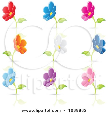Clipart Blooming Flower And Reflection Logos - Royalty Free Vector Illustration by cidepix