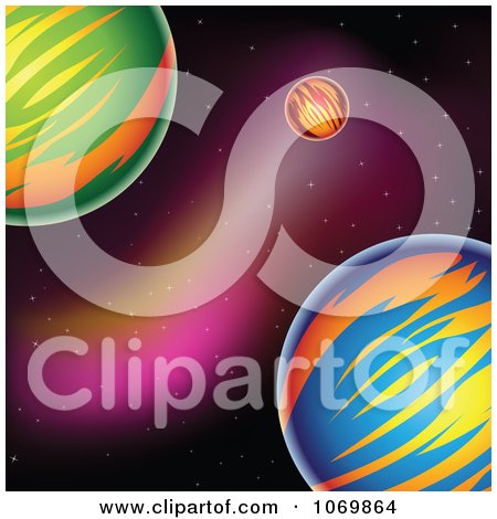Clipart Colorful Planets In Outer Space - Royalty Free Vector Illustration by cidepix