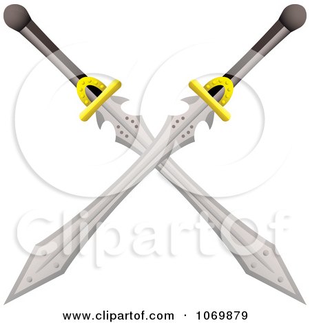Clipart Black Handled Swords Crossed - Royalty Free Vector Illustration by michaeltravers