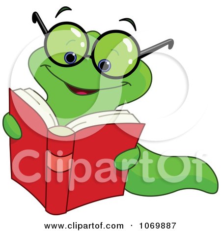 Clipart Nerdy Worm Reading A Book - Royalty Free Vector Illustration by yayayoyo