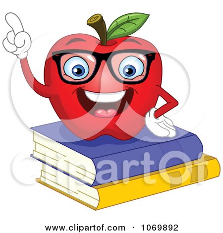 Clipart Smart Apple On Books - Royalty Free Vector Illustration by yayayoyo