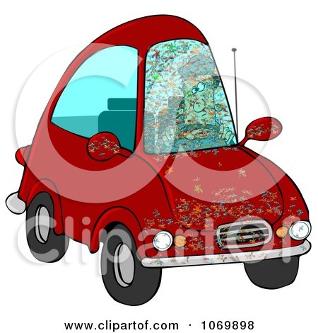 Clipart Bugs Splattered All Over A Drivers Car Windshield - Royalty Free Illustration by djart