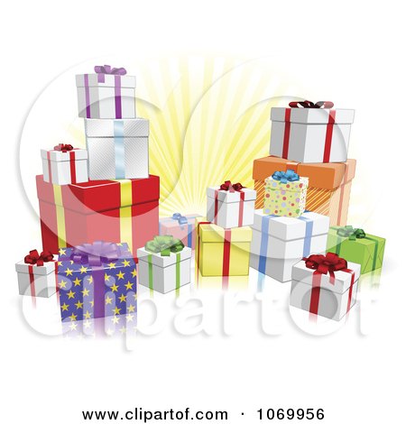 Clipart 3d Wrapped Birthday Or Christmas Gifts - Royalty Free Vector Illustration by AtStockIllustration