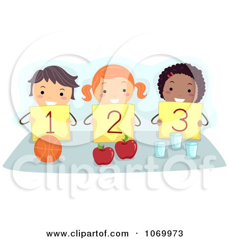 Clipart Stick Kids Holding Up Numbers - Royalty Free Vector Illustration by BNP Design Studio