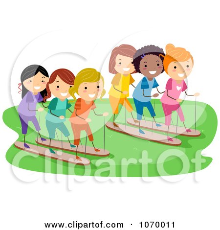 Clipart Diverse Stick Girls Racing - Royalty Free Vector Illustration by BNP Design Studio
