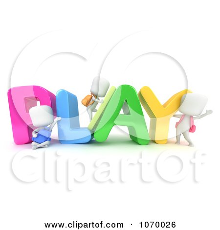 Clipart 3d Ivory Students With PLAY - Royalty Free CGI Illustration by BNP Design Studio
