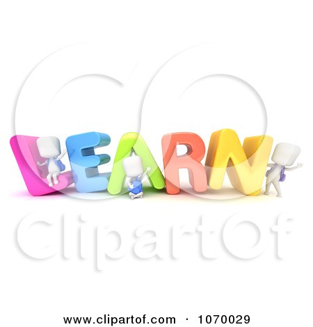 Clipart 3d Ivory Students With LEARN - Royalty Free CGI Illustration by BNP Design Studio