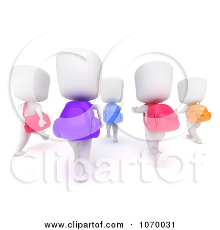 Clipart 3d Ivory Students Walking Together 1 - Royalty Free CGI Illustration by BNP Design Studio