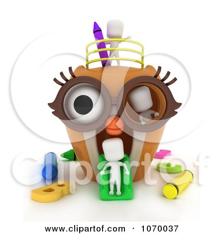 Clipart 3d Ivory Students In An Owl Playground - Royalty Free CGI Illustration by BNP Design Studio