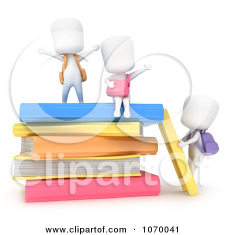 Clipart 3d Ivory Students With Text Books 1 - Royalty Free CGI Illustration by BNP Design Studio