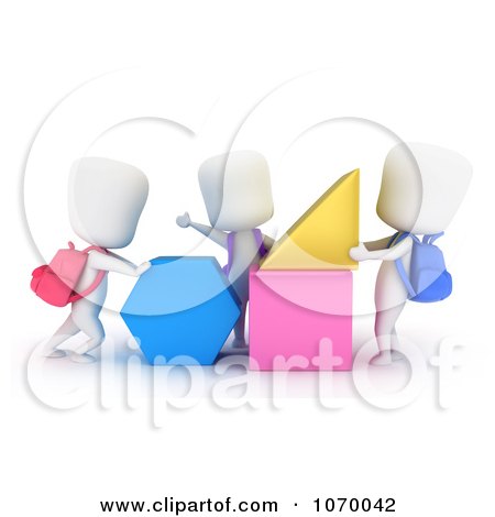 Clipart 3d Ivory Students With Shapes - Royalty Free CGI Illustration by BNP Design Studio