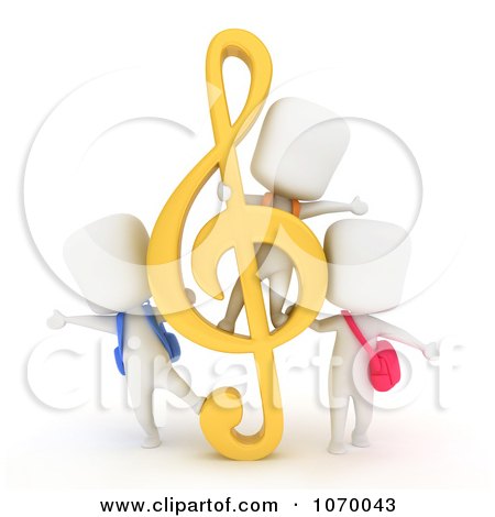 Clipart 3d Ivory Students With A G Clef - Royalty Free CGI Illustration by BNP Design Studio