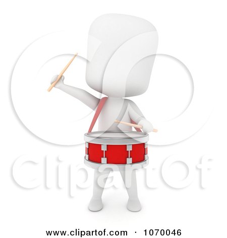 Clipart 3d Ivory Student Drummer - Royalty Free CGI Illustration by BNP Design Studio