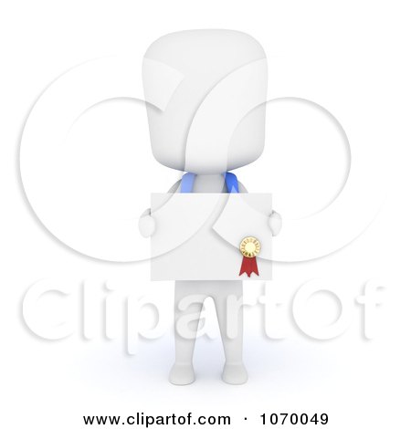 Clipart 3d Ivory Student Holding A Certificate - Royalty Free CGI Illustration by BNP Design Studio
