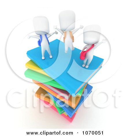 Clipart 3d Ivory Students With Text Books 2 - Royalty Free CGI Illustration by BNP Design Studio