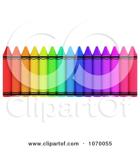Clipart 3d Row Of Crayons 3 - Royalty Free CGI Illustration by BNP Design Studio