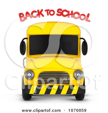 Clipart 3d Bus And Back To School Text - Royalty Free CGI Illustration by BNP Design Studio