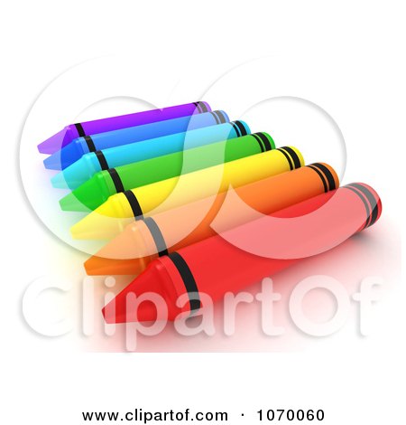 Clipart 3d Row Of Crayons 1 - Royalty Free CGI Illustration by BNP Design Studio
