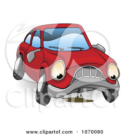 Clipart Sad Leaking Car - Royalty Free Vector Illustration by AtStockIllustration